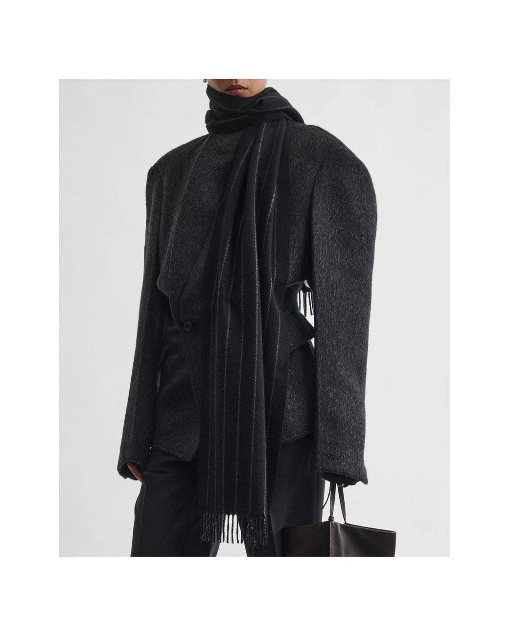 Phoebe Philo Black Pinstriped Scarf