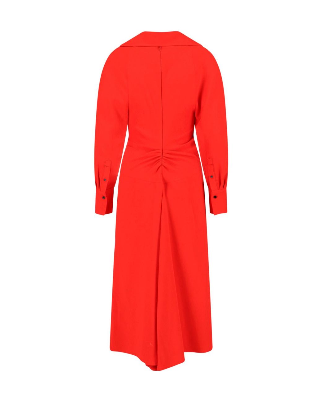Victoria Beckham Red Long Sleeve Maxi Dress