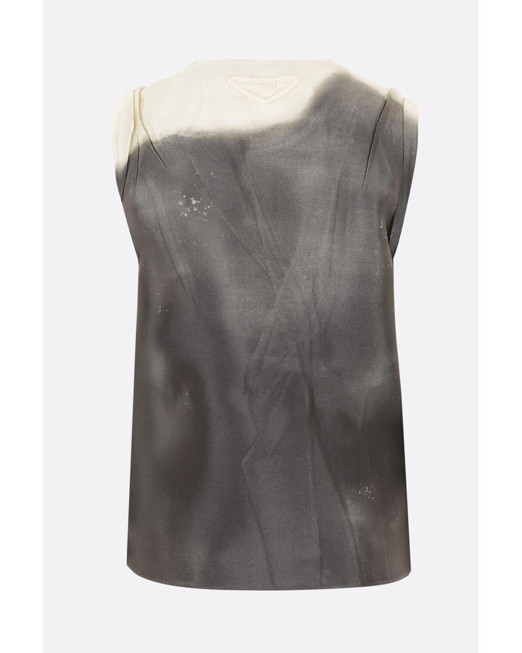 Prada Gray Tie-Dyed V-Neck Sleeveless Blouse