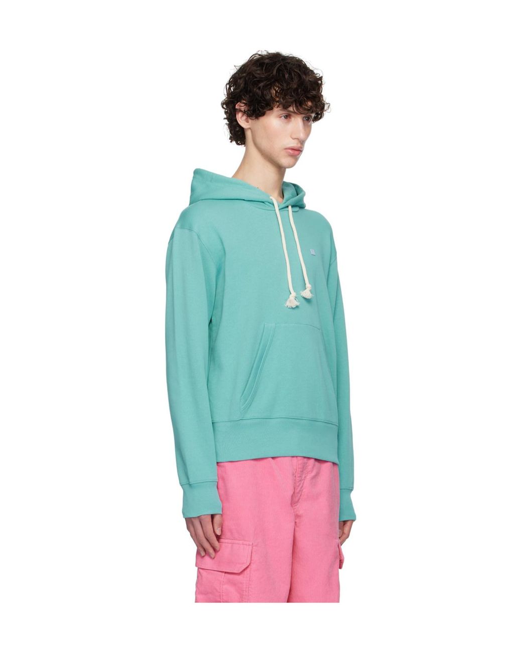 Acne Blue Logo Print Hoodie for men