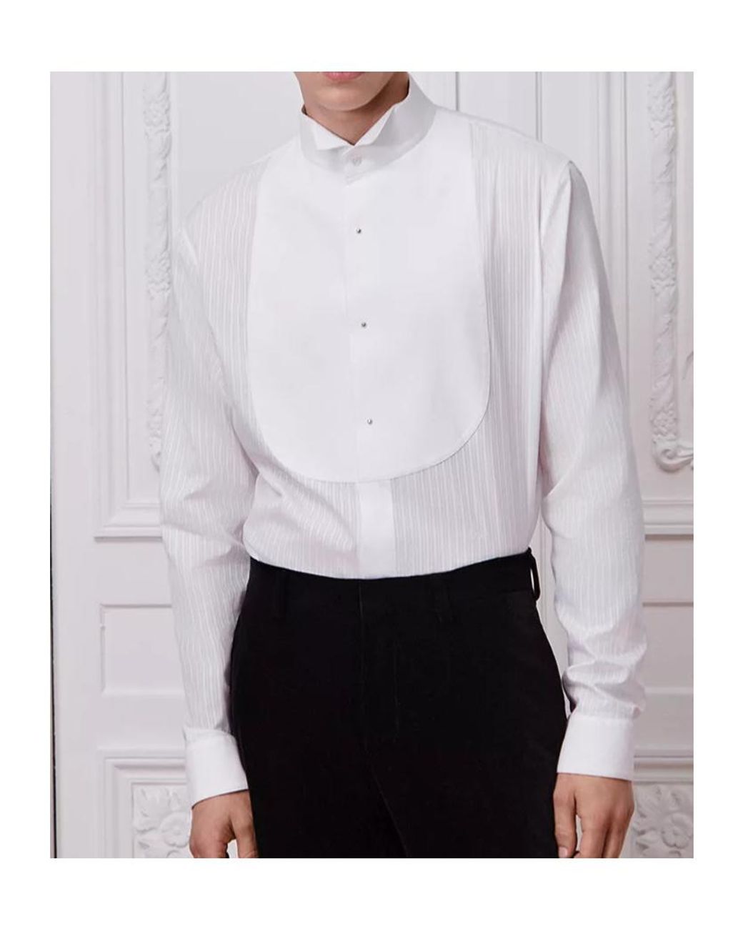 Dior White Tuxedo Shirt With Wing Collar for men