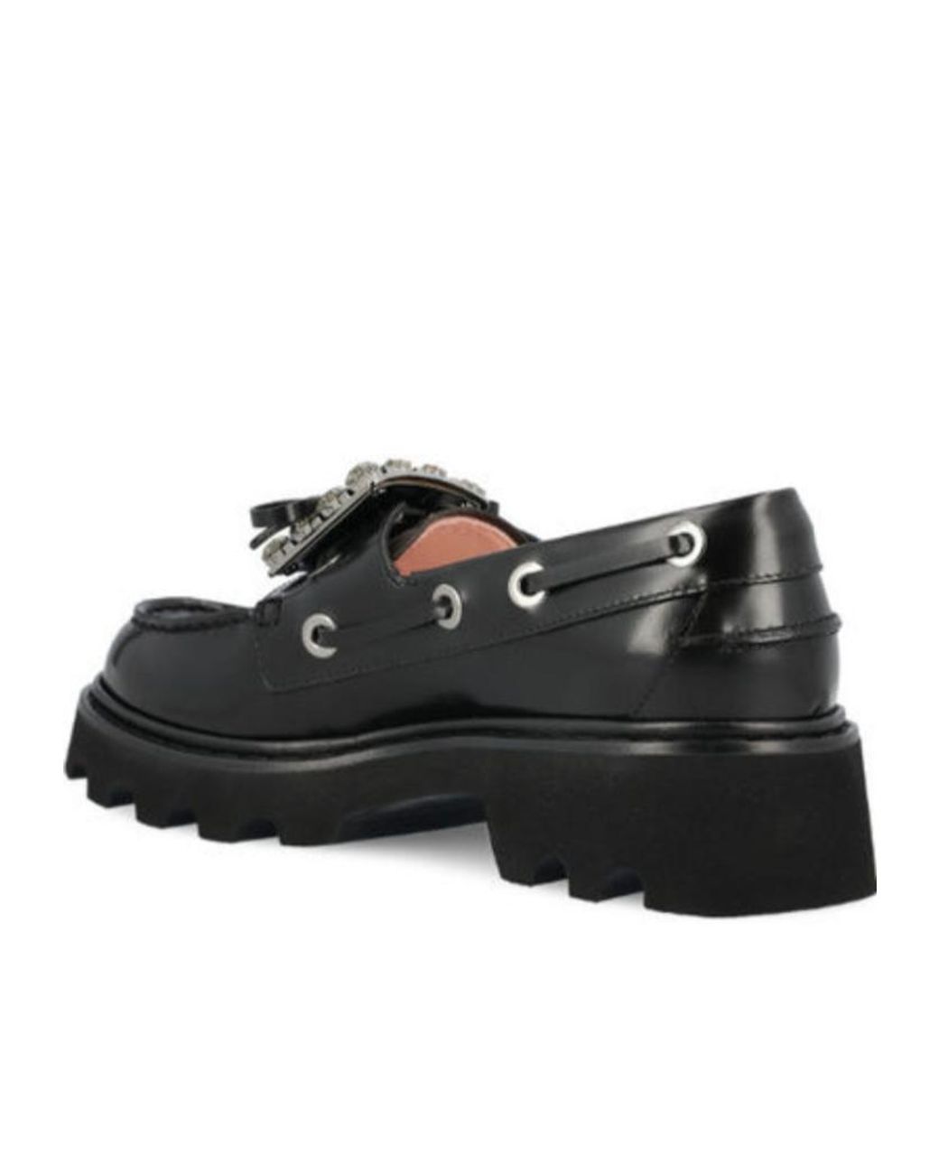 Roger Vivier Black Embellished Bow Detailed Flat Shoes