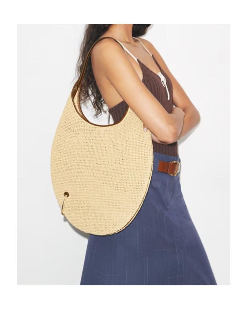 Tory Burch Natural Pierced Soft Straw Bag
