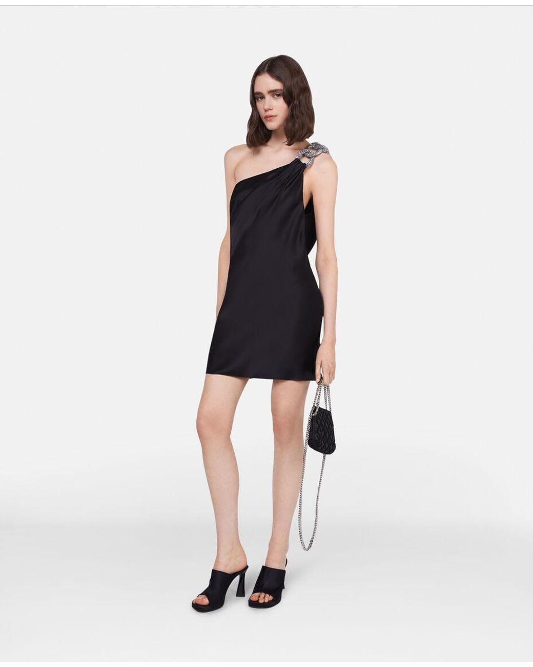 Stella McCartney Black Embellished One-Shoulder Dress