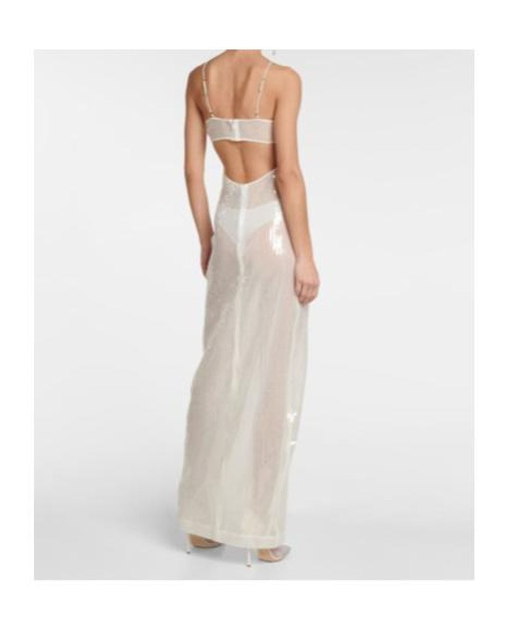Nensi Dojaka White Bridal Sequined Tulle Gown