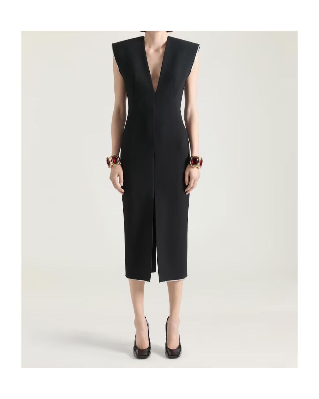 Givenchy Black V-Neck Pencil Midi Dress