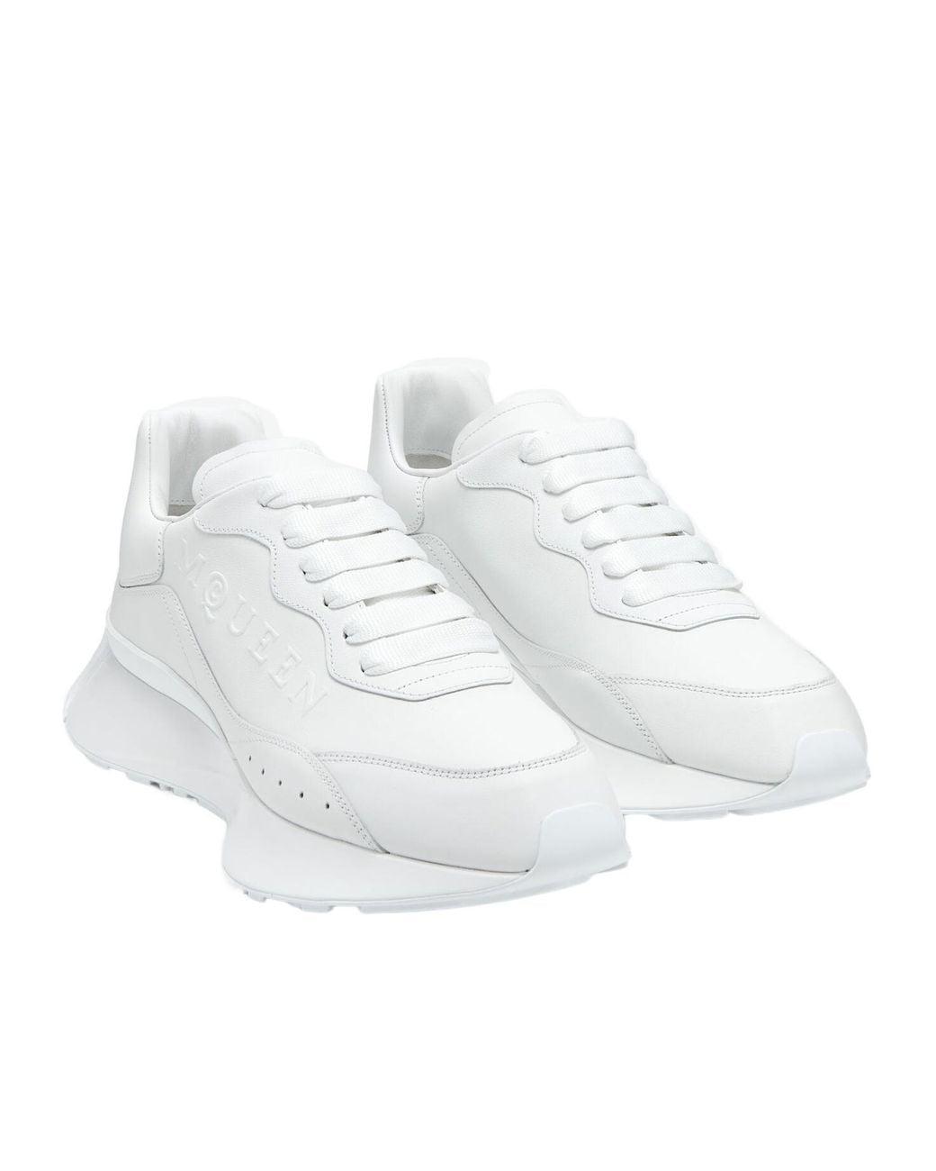 McQueen White Embossed Logo Low-Top Sneakers