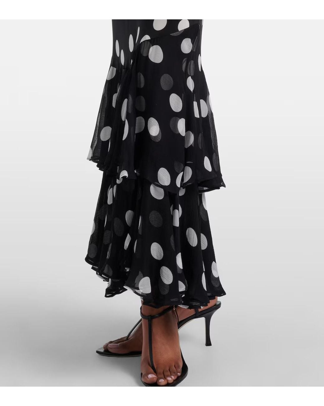 Rixo Black Ordinia Polka Dot Silk Dress