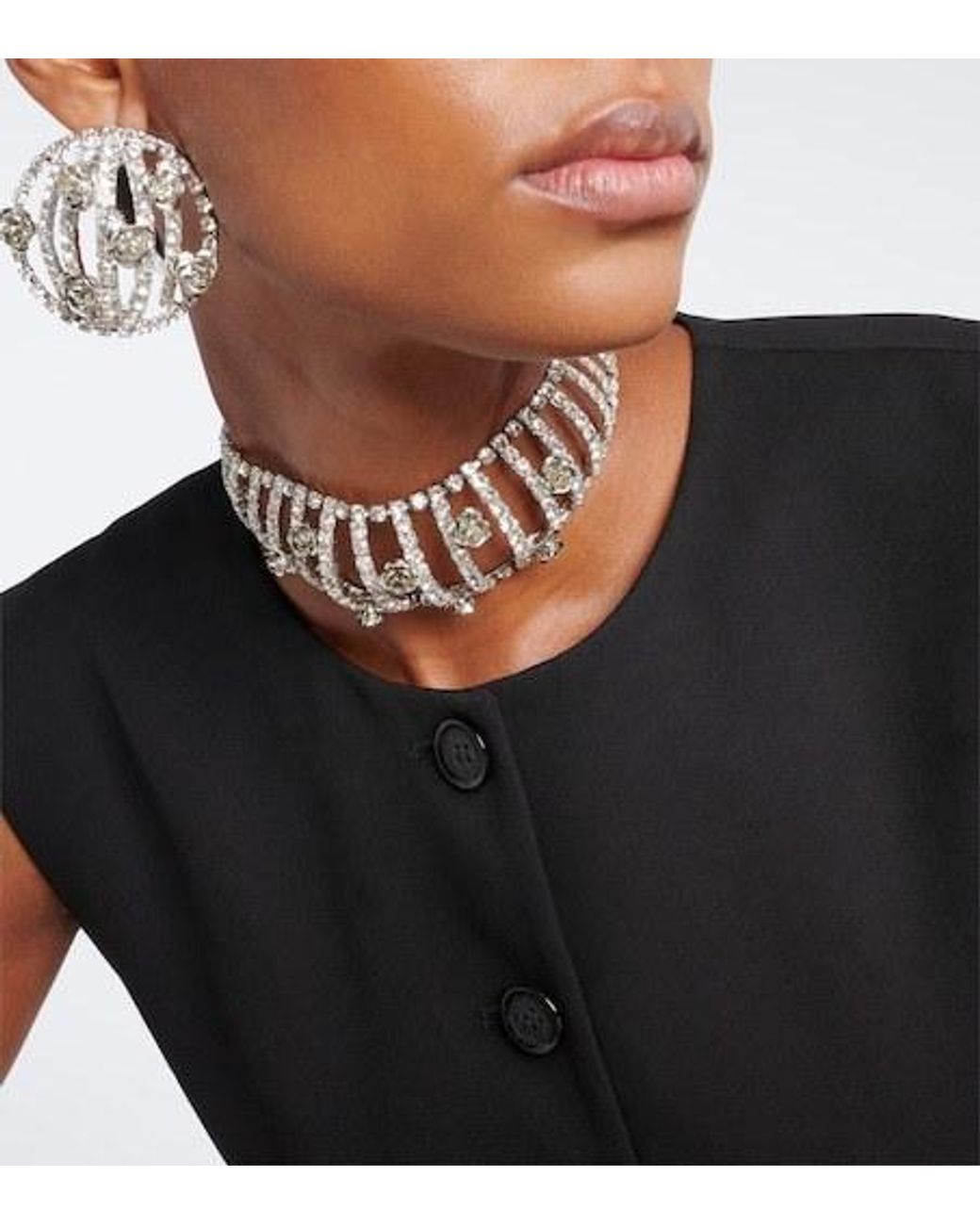 Magda Butrym White Floral-Appliqué Embellished Choker