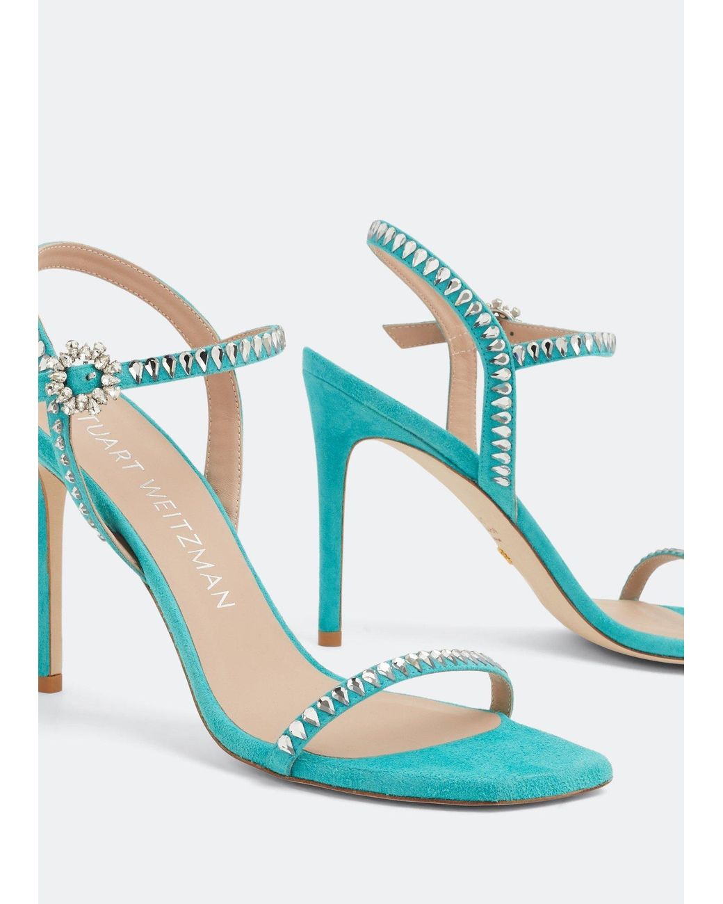 Stuart Weitzman Blue Gemcut 100 Lace-Up Sandals