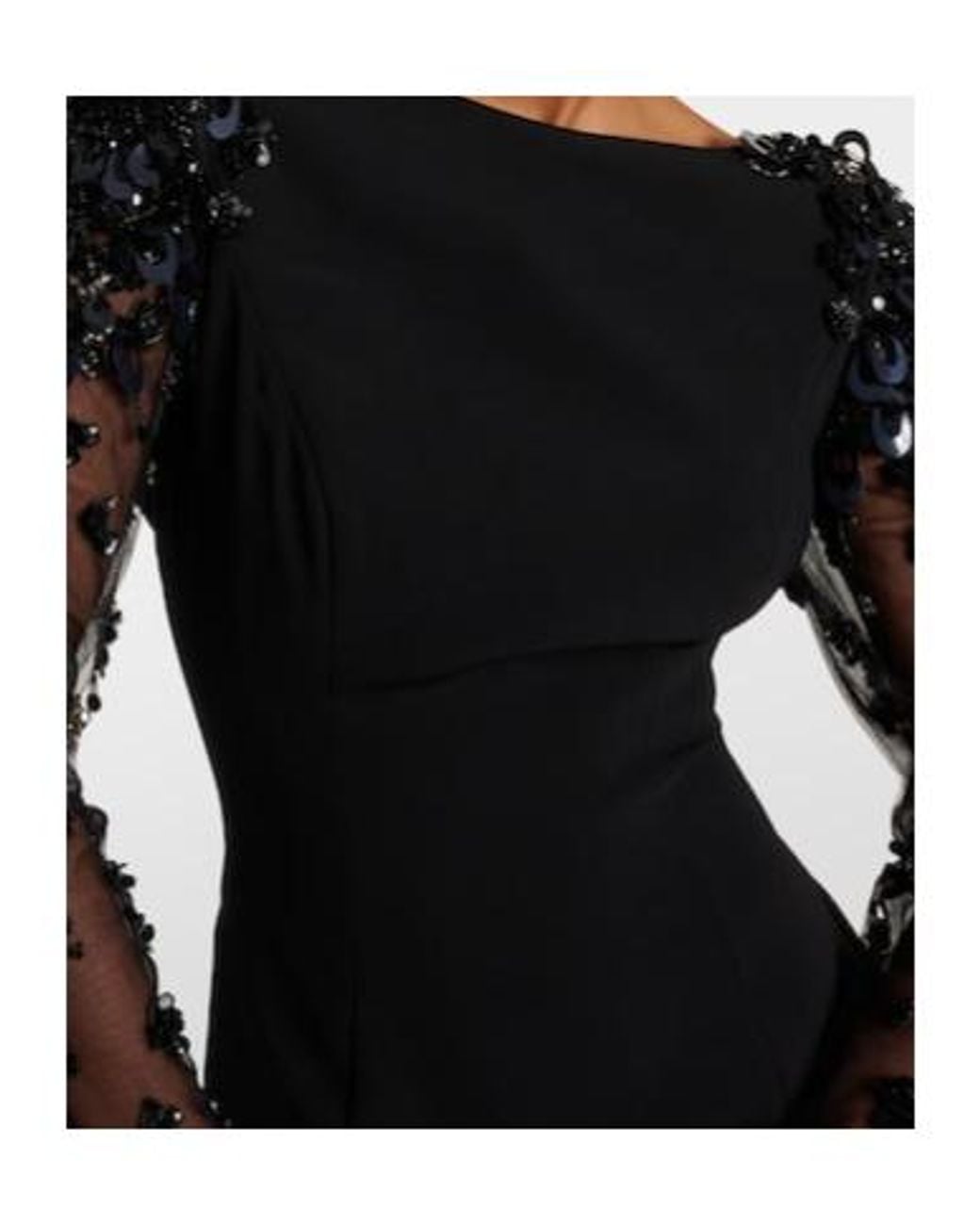 Jenny Packham Black Adella Embellished Crêpe Gown