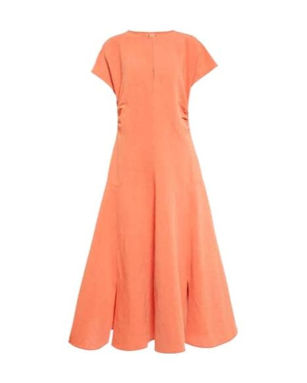 Jil Sander Orange Cotton And Linen Midi Dress