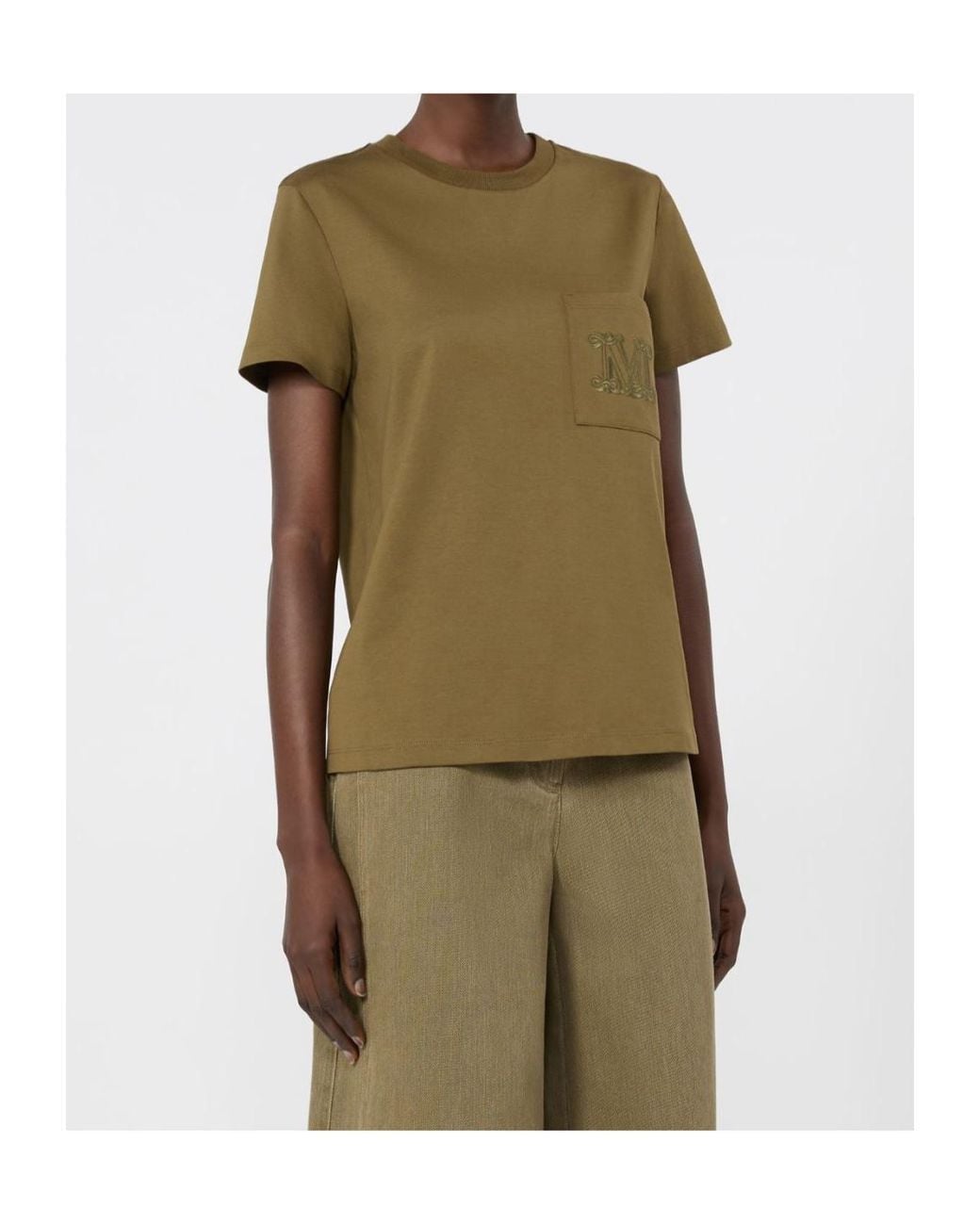 Max Mara Green Logo Pocket Crewneck T-Shirt