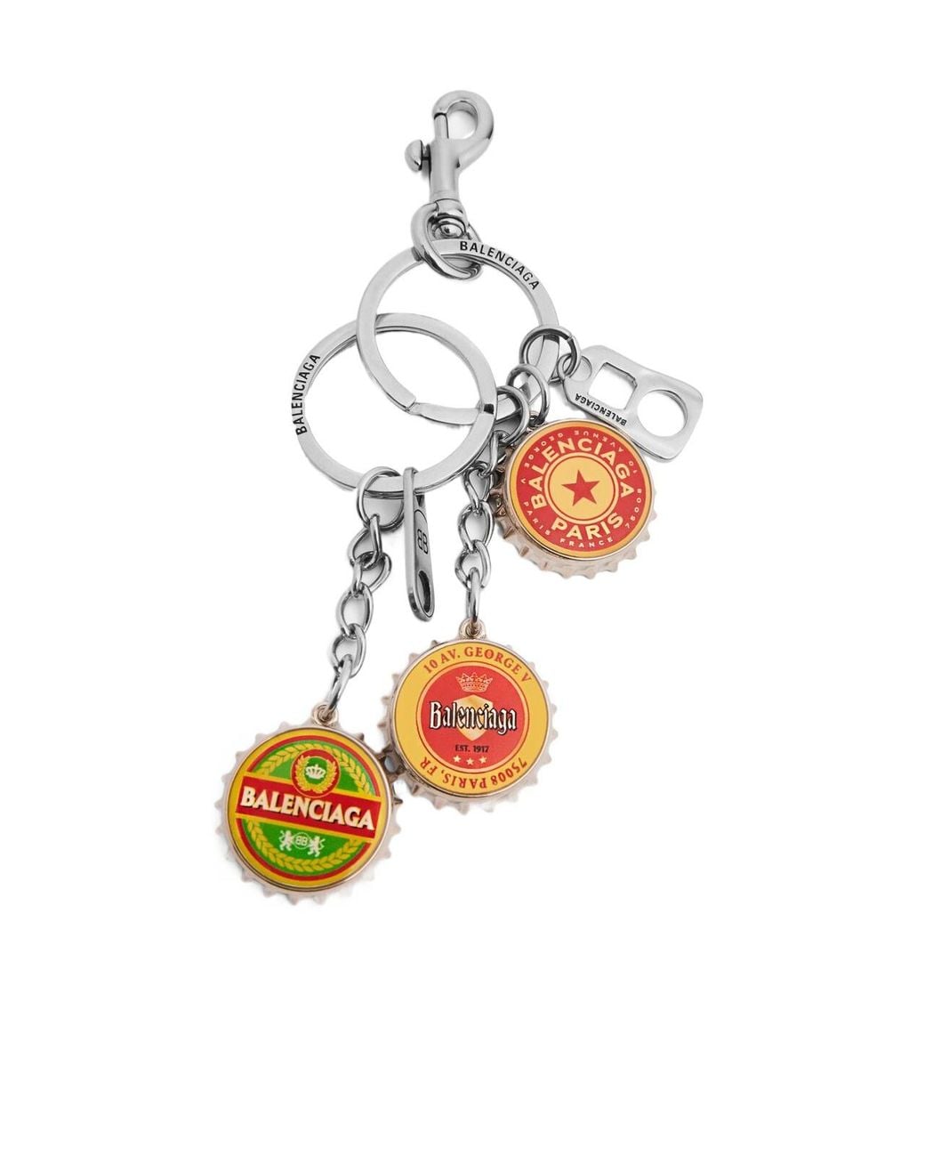 Balenciaga White Cap Charm Detailed Keychains for men