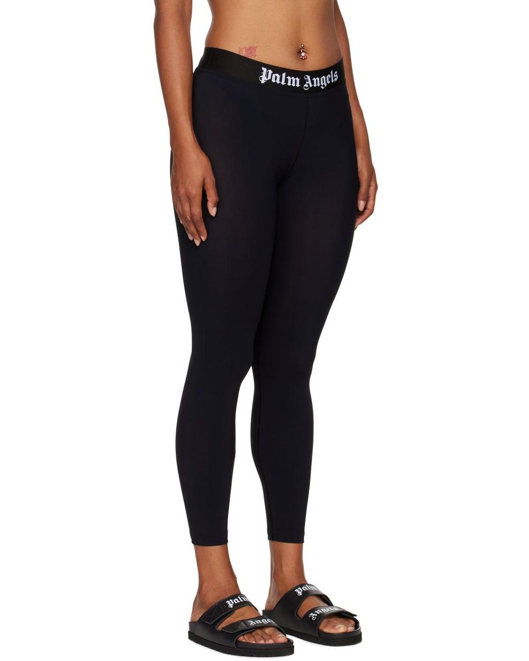 Palm Angels Black Logo Band Leggings