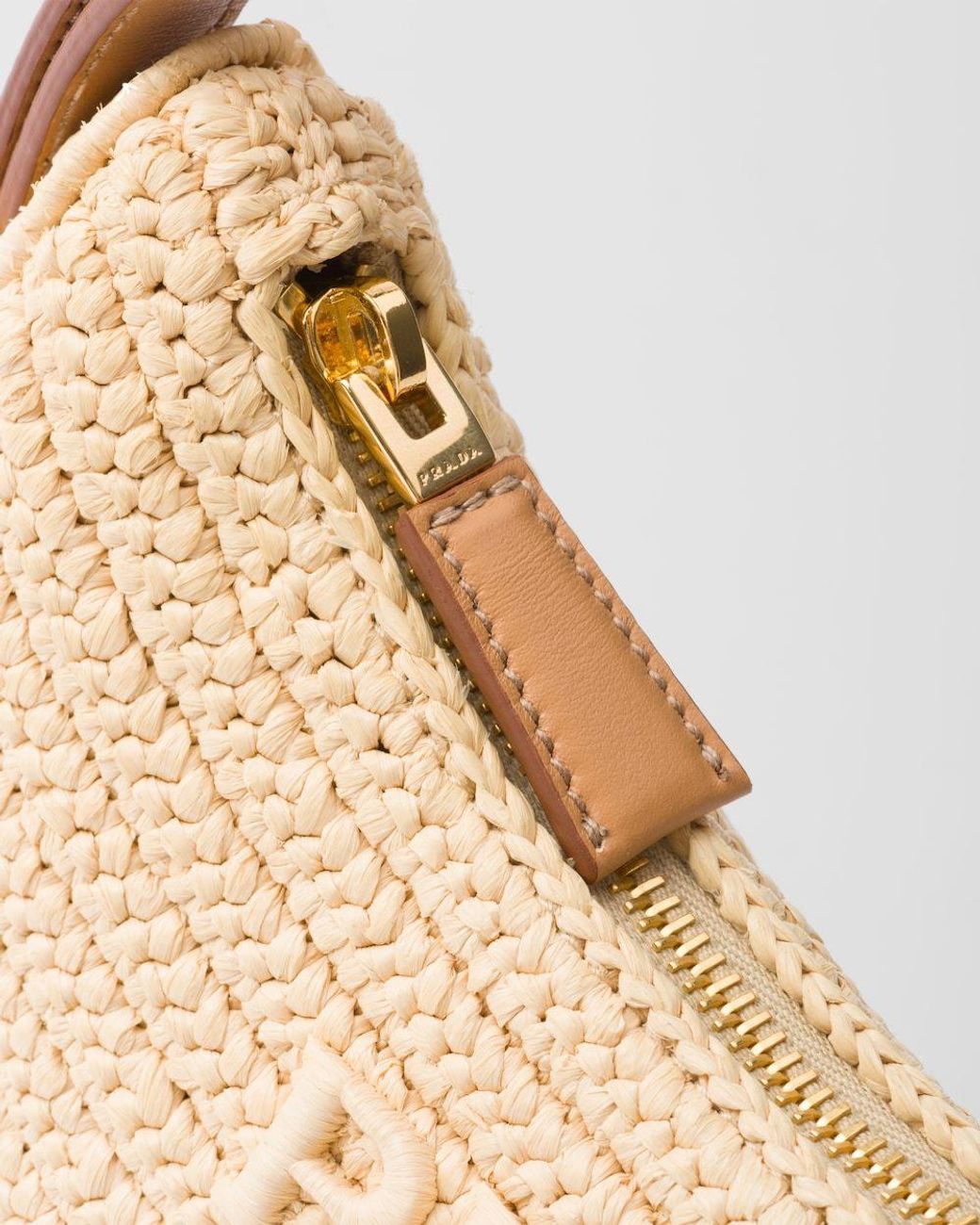 Prada Natural Arqué Woven Zipped Shoulder Bag
