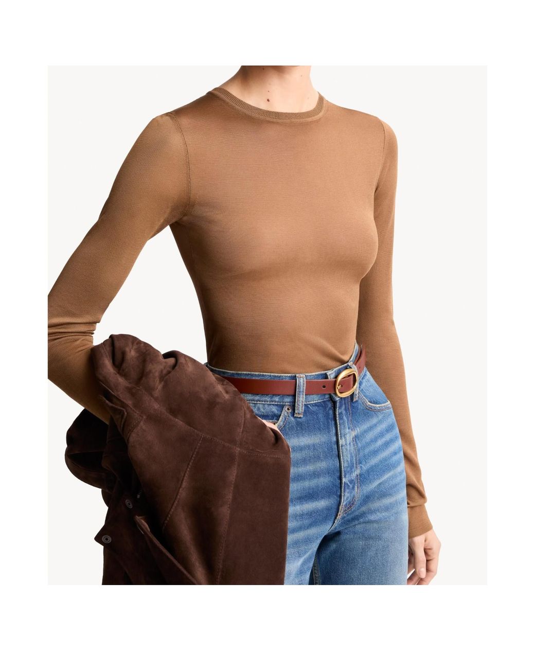 Saint Laurent Brown Long-Sleeved Top