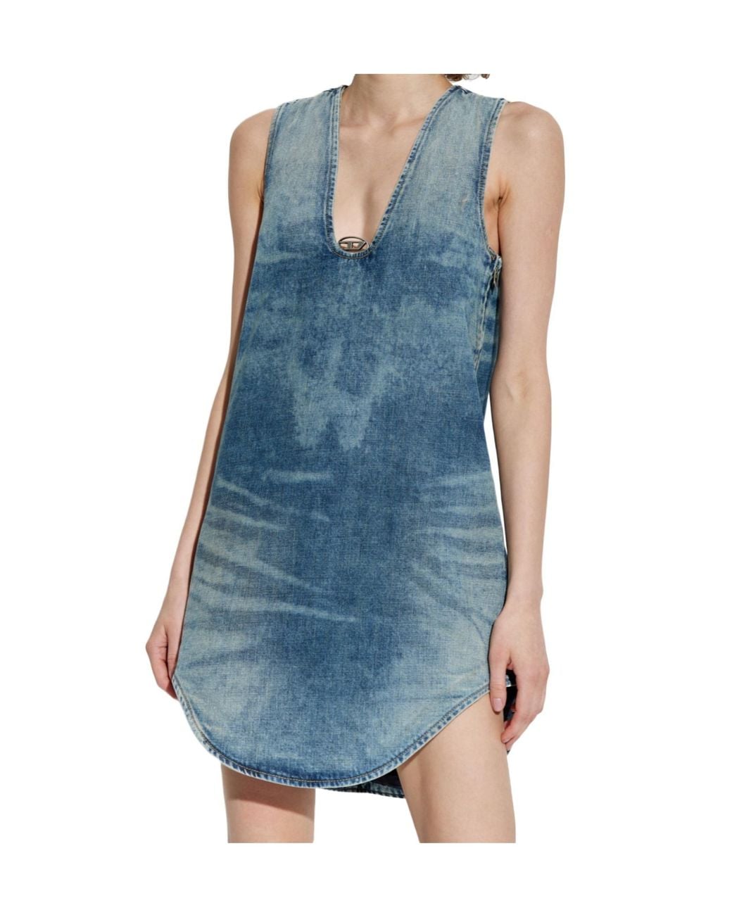DIESEL Blue De-Laris-Dress-S Sleeveless Denim Dress
