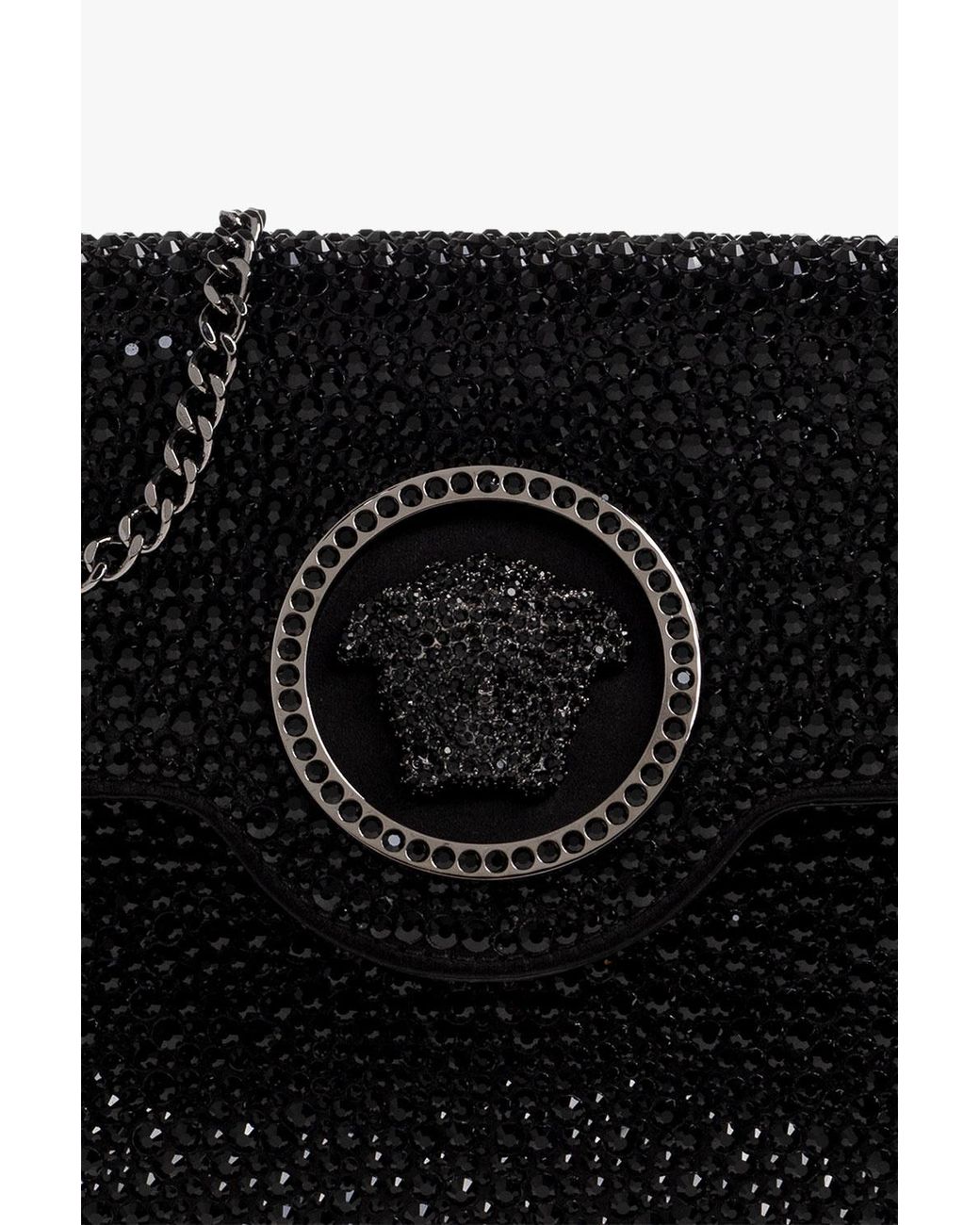 Versace Black Medusa Plaque Embellished Clutch Bag