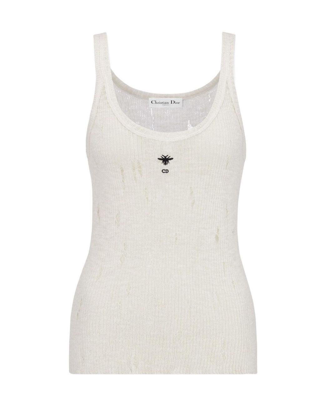 ✨ドリスピ✨Christian Diorタンクトップ Tank Top White Ribbed Cotton Jersey | DIOR