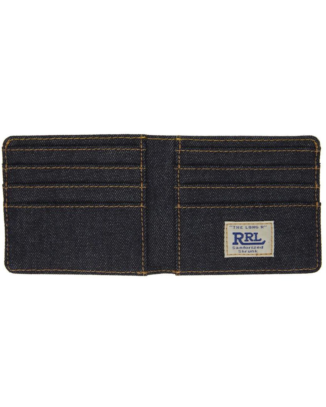 RRL Black Selvedge Denim Bifold Wallet for men