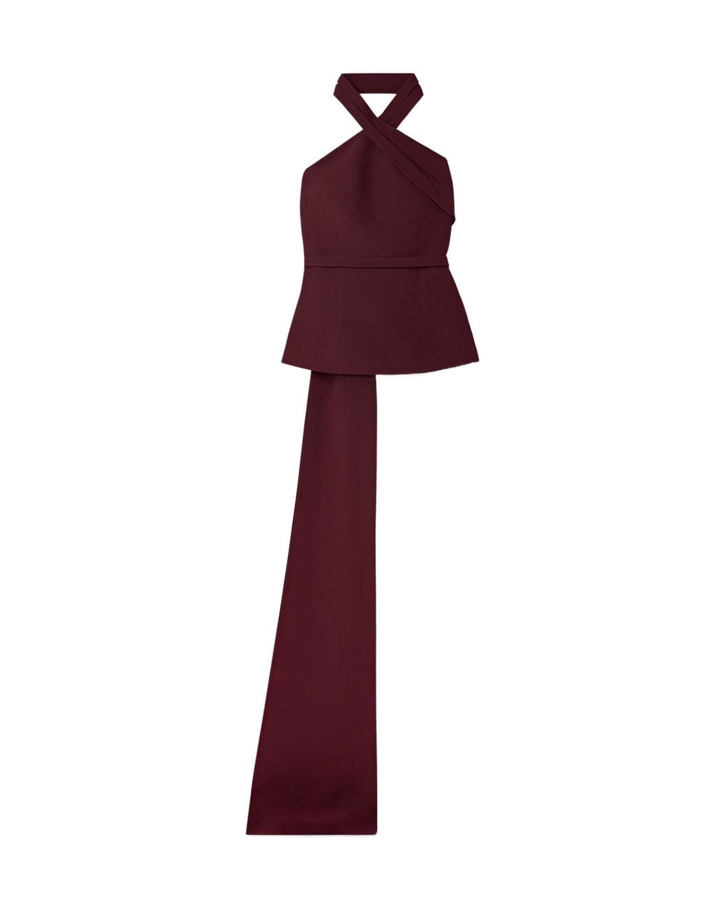 Safiyaa Red Asymmetrical Flowing Crepe Halter Top