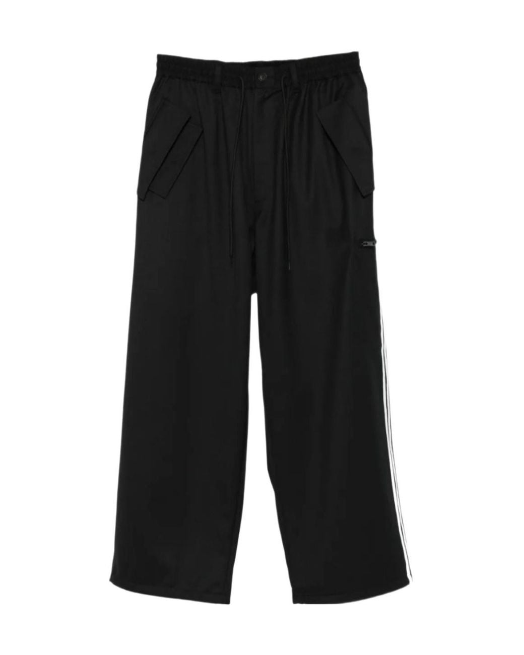 Y-3 Black Refined Wool Straight Leg Pants for men