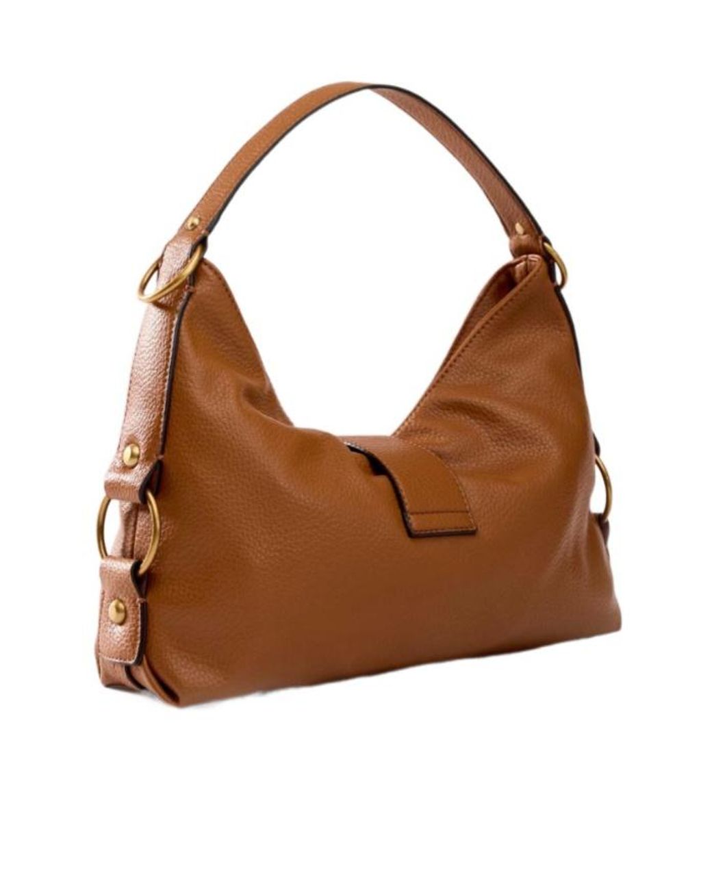 Guess Brown Camden Logo-Plaque Pebbled Midi Shoulder Bag
