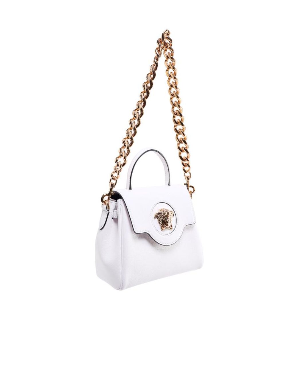 Versace White La Medusa Small Top Handle Bag