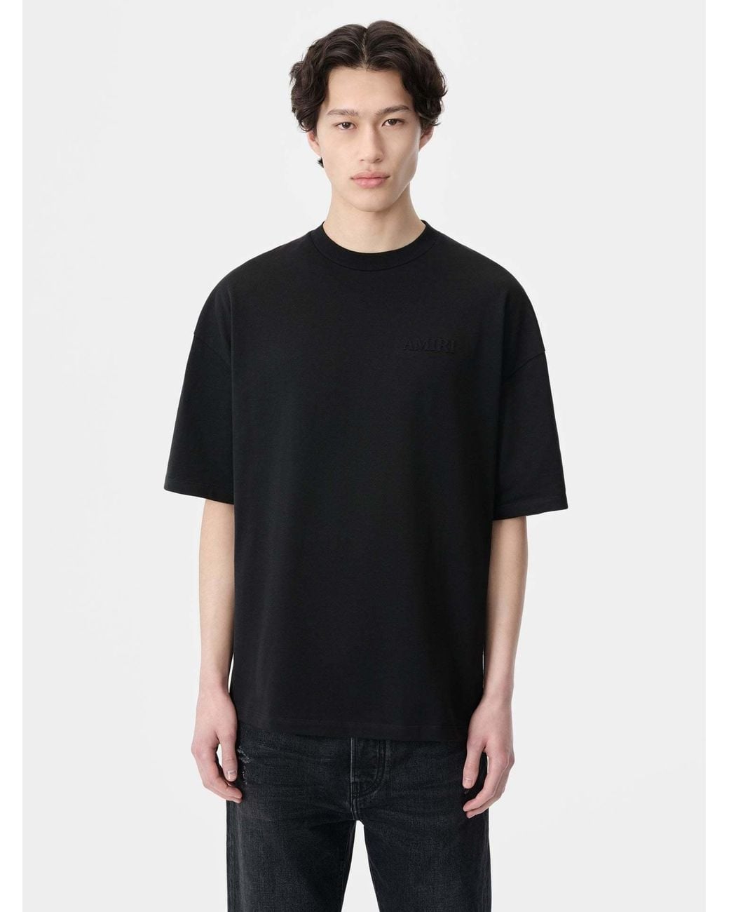 Amiri Black Logo Embroidered Oversized T-Shirt for men