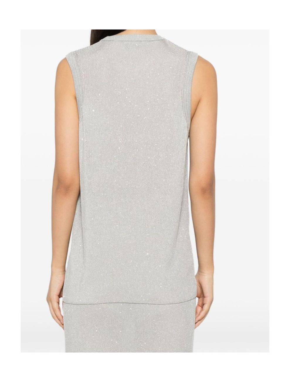 Tom Ford White Sequin-Embellished Ribbed Tank Top