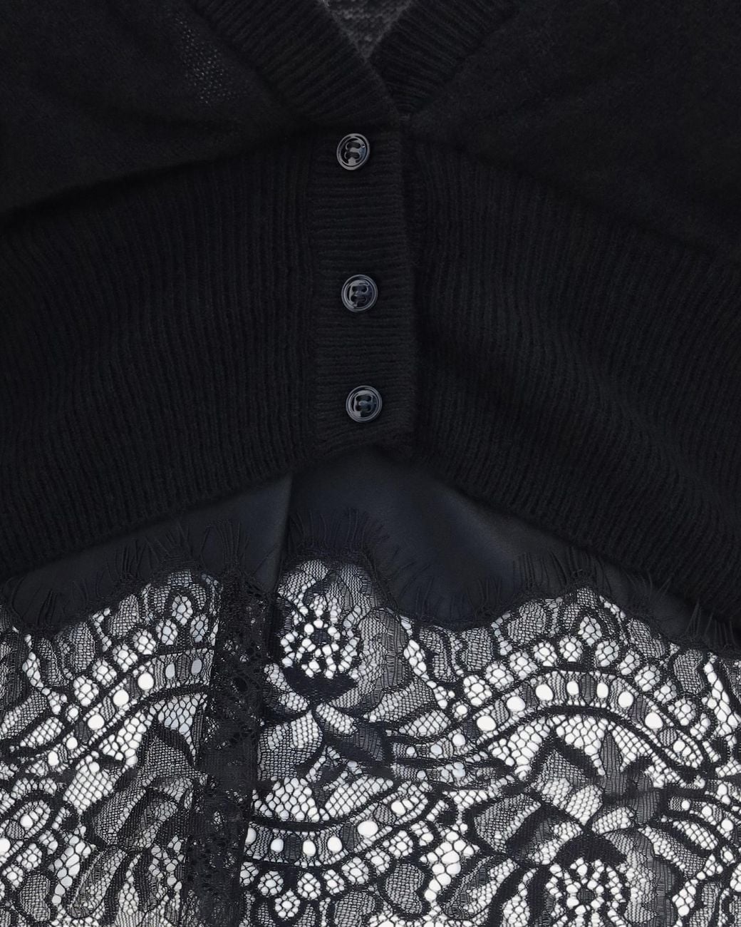 Ermanno Scervino Black Lace Trim Cropped Cardigan