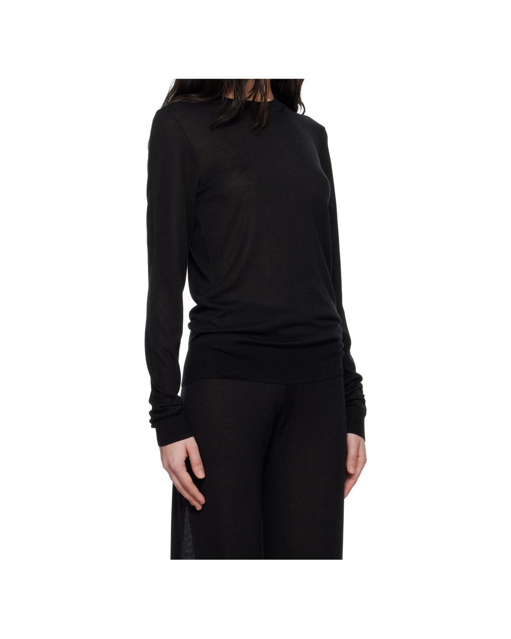 Totême Black Totême Ribbed Hem Crewneck Knitted Jumper