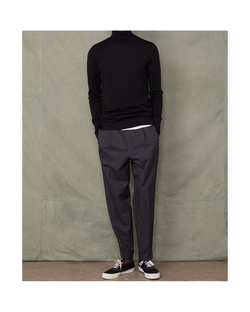 Officine Generale Black Long-Sleeve Turtleneck Sweater for men
