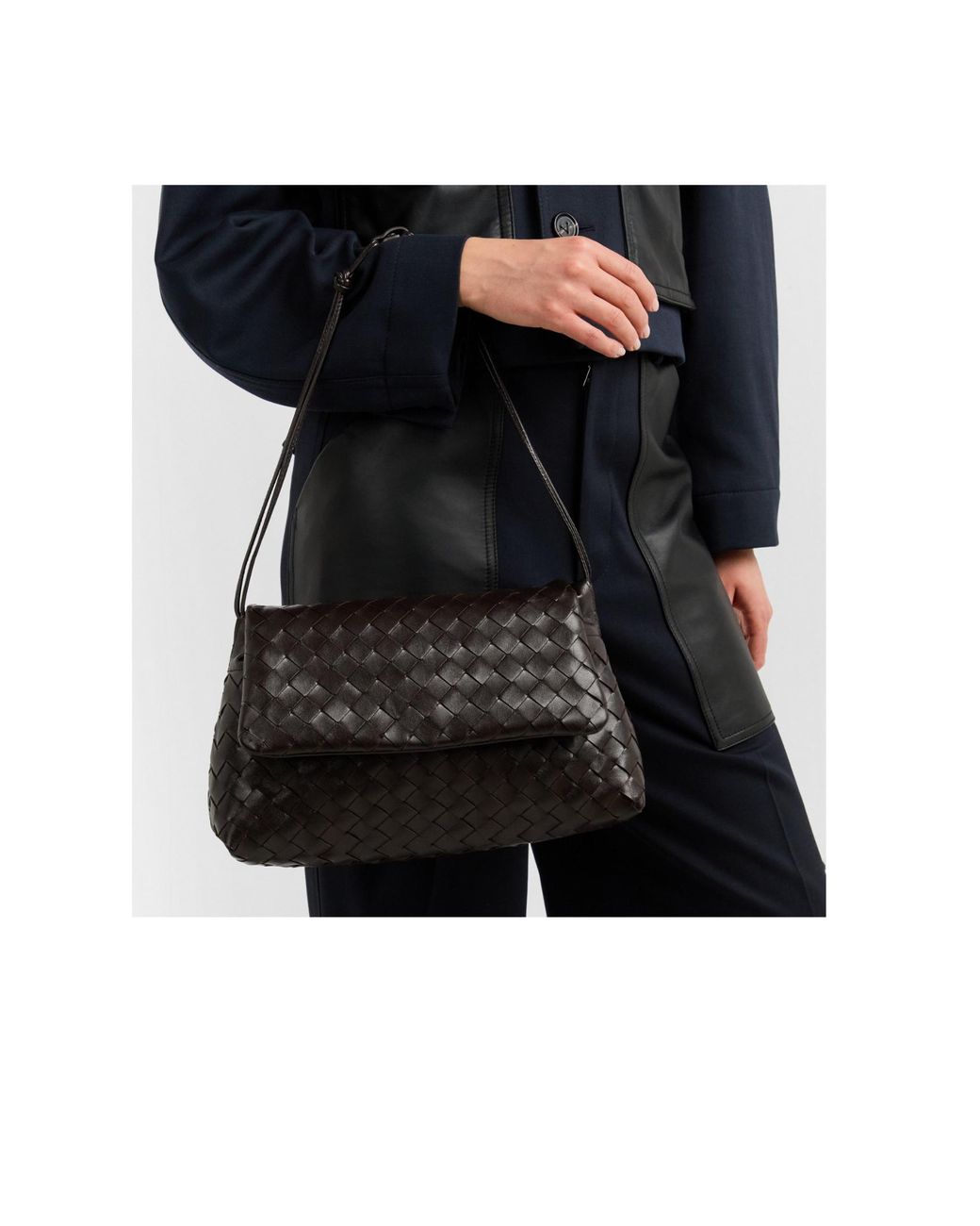 Bottega Veneta Black Woven Leather Shoulder Bag