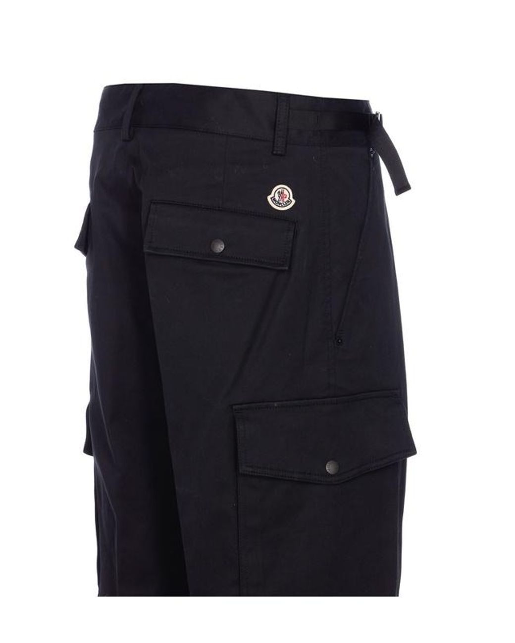 Moncler Black Gabardine Cargo Trousers for men