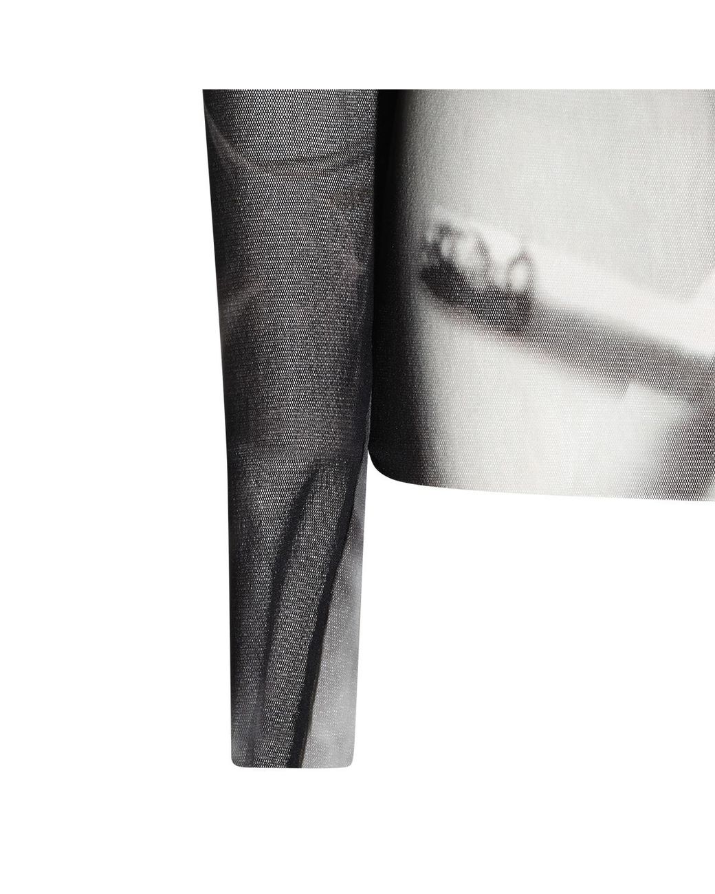 Jean Paul Gaultier Black Smoking Print Mesh Top