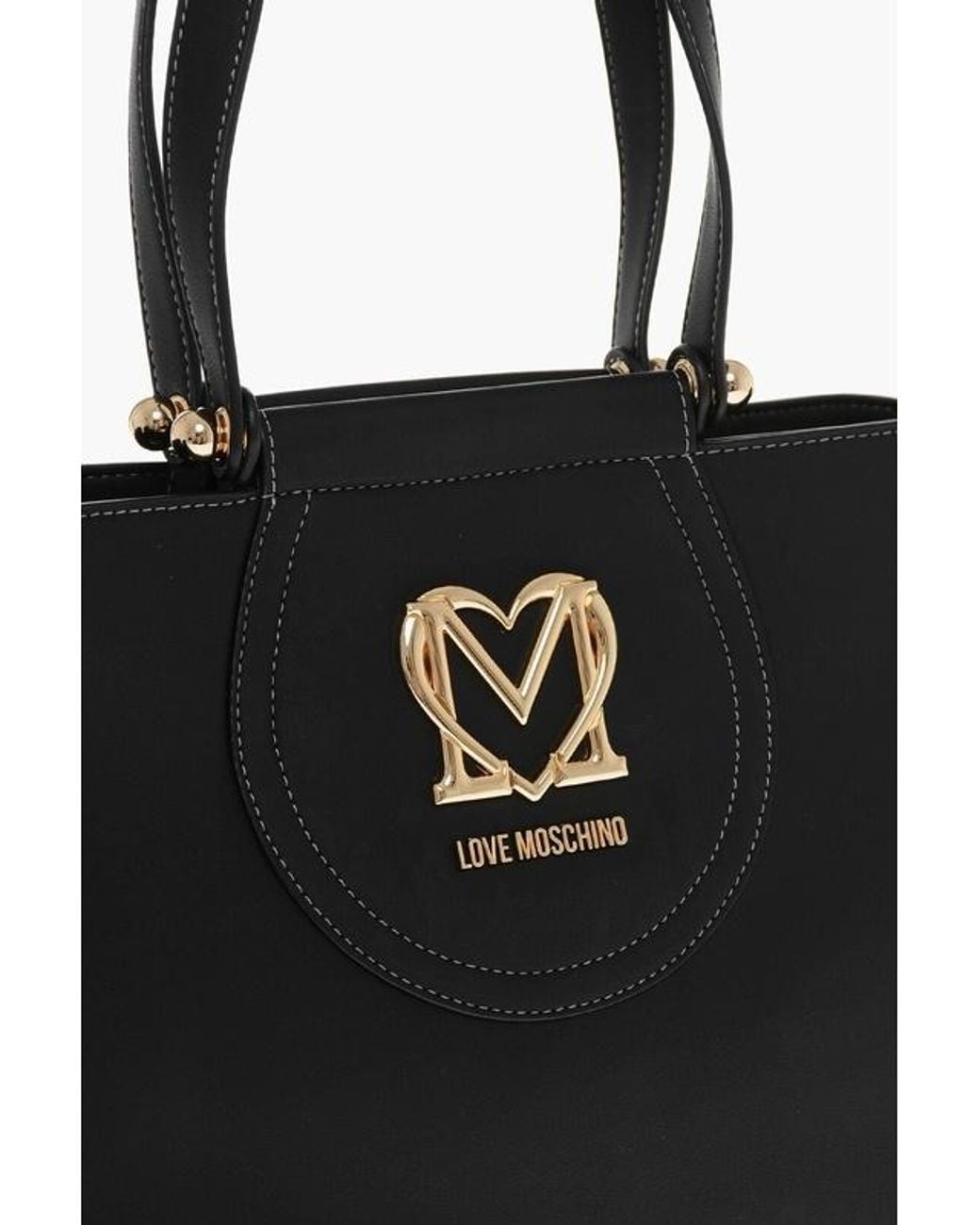 Moschino Black Logo-Plaque Tote Bag