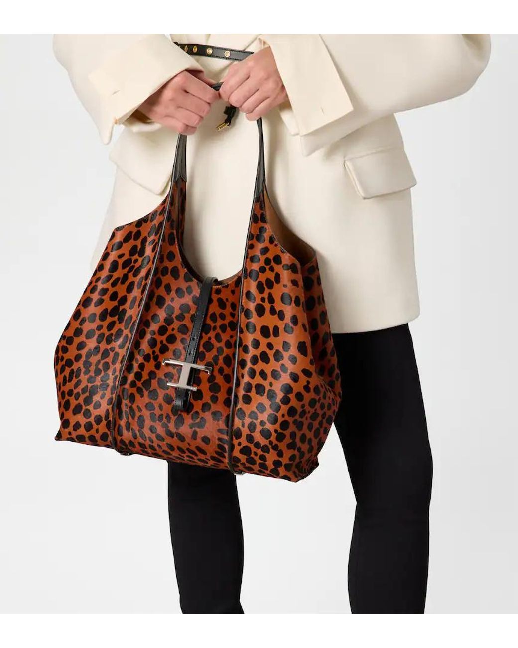 Tod's Brown T Timeless Shopping Bag