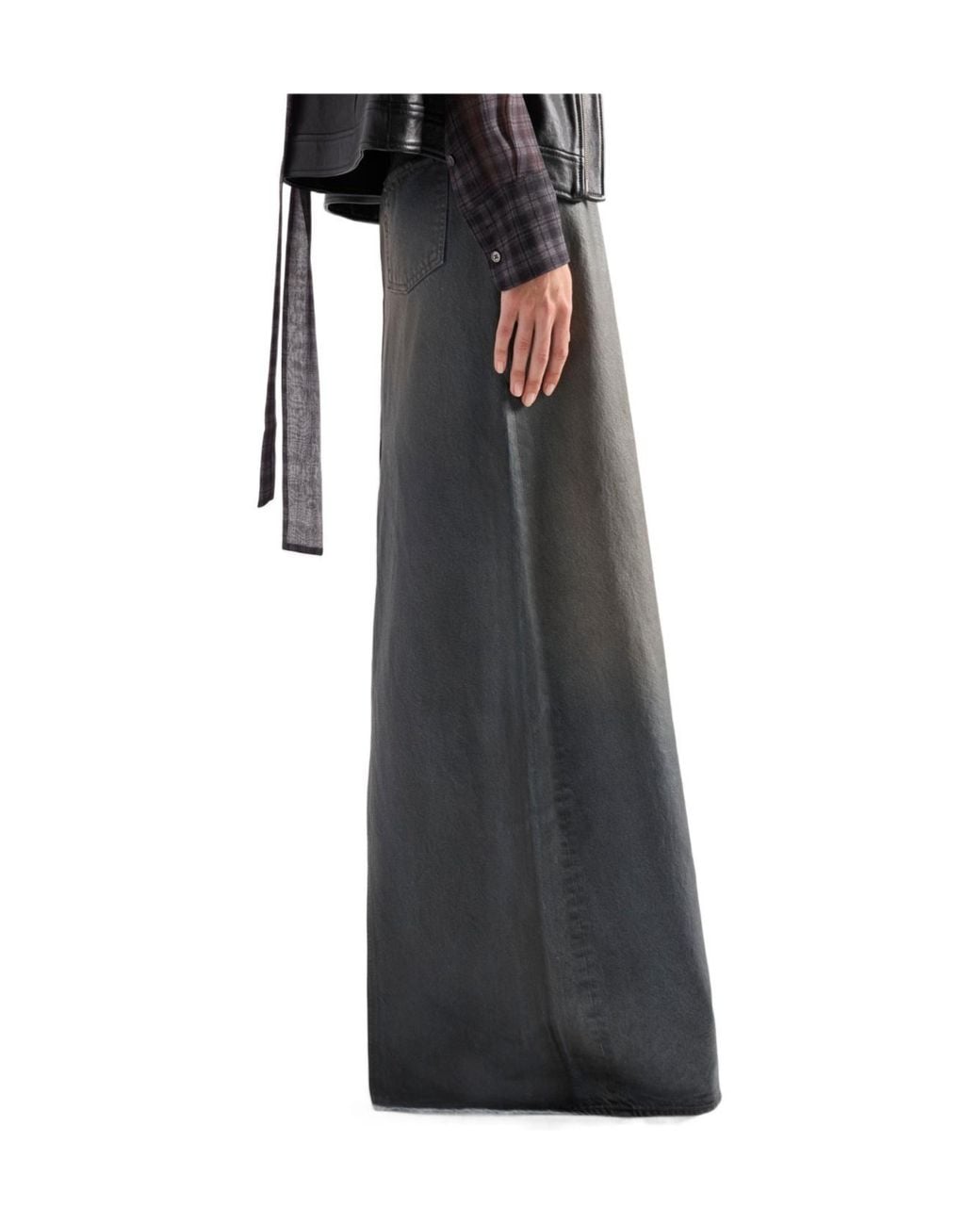 7 For All Mankind Gray Coated Denim Skirt