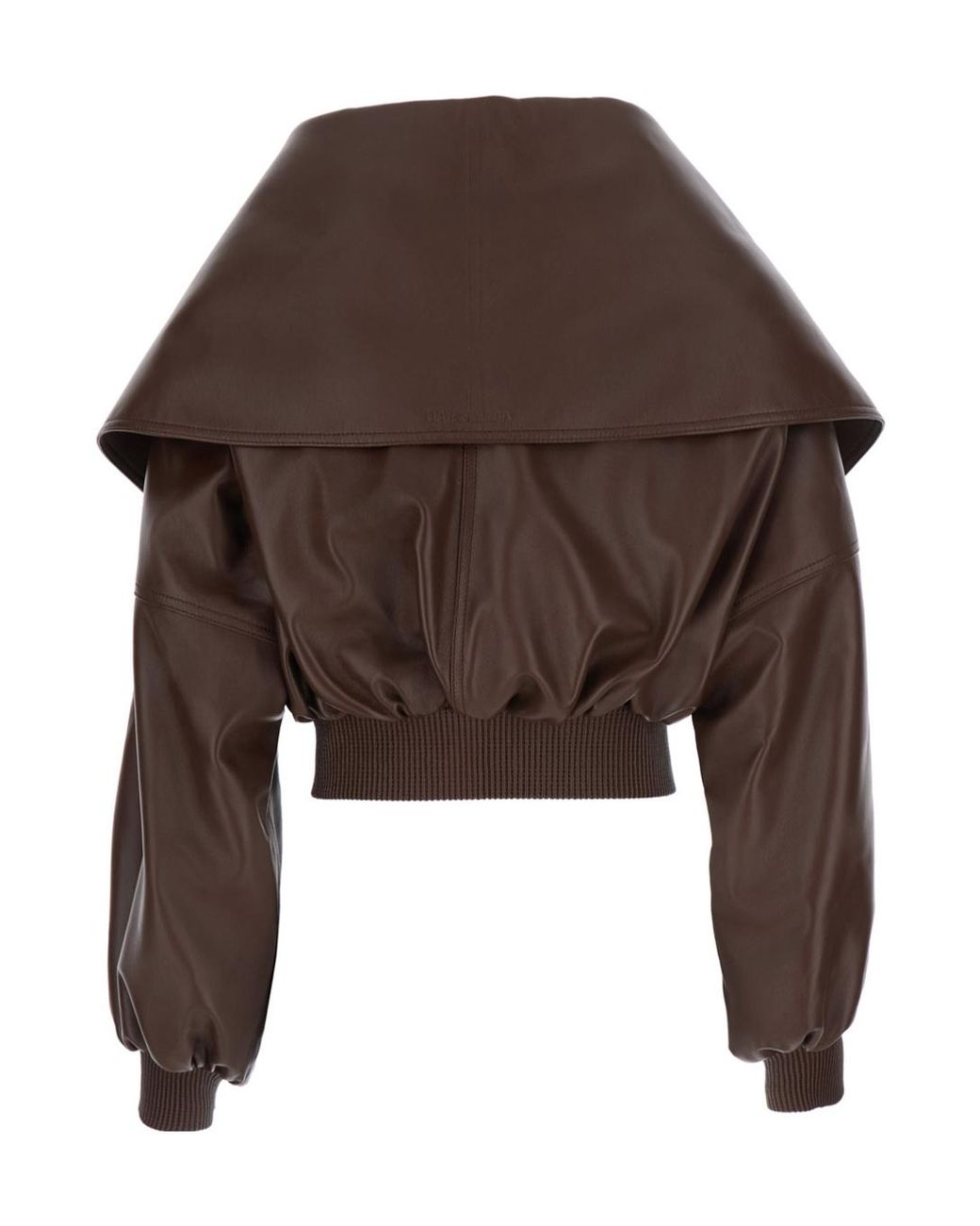 Balenciaga Brown Wrap Collar Leather Jacket