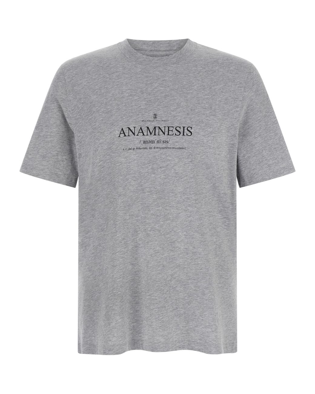 Brunello Cucinelli Gray Logo Printed Crewneck T-Shirt for men