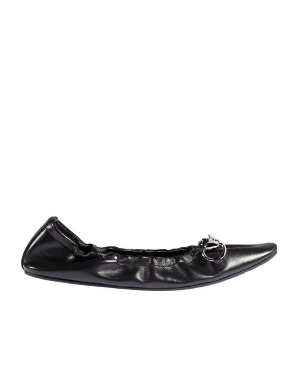 Gucci White Horsebit Detailed Ballerina Flat