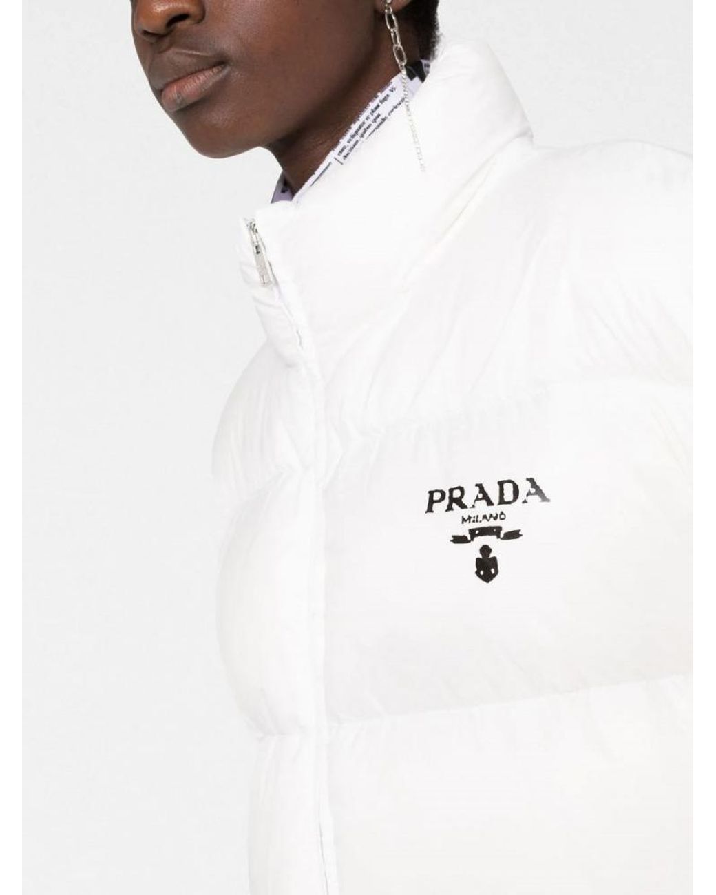 Prada White Re-Nylon Hooded Down Jacket