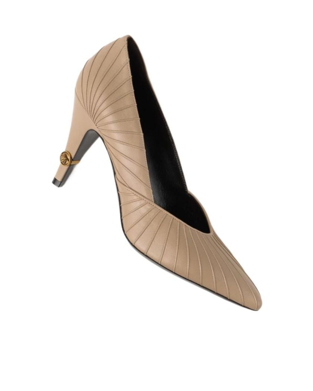 Versace White Gianni Pleated Heeled Pumps