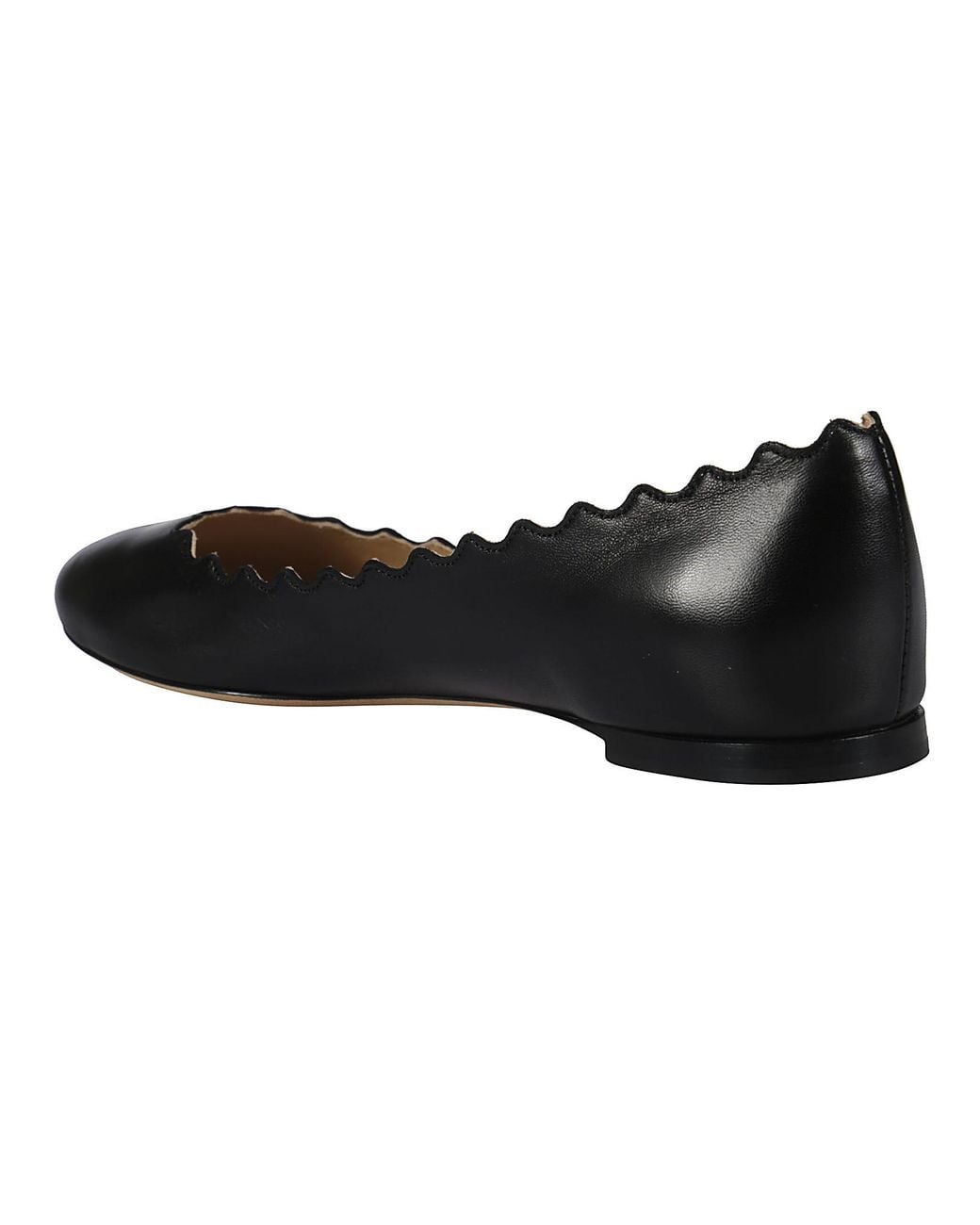 Chloé Black Chloé Scallop-Edge Ballerina Flats