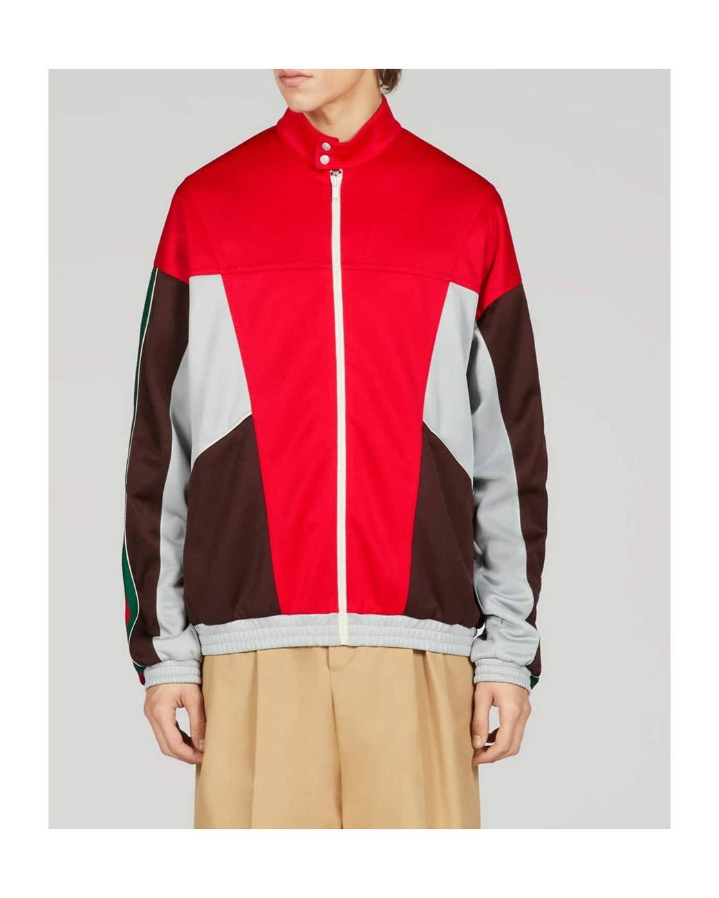 Gucci Red Panelled High-Neck Jacket for men