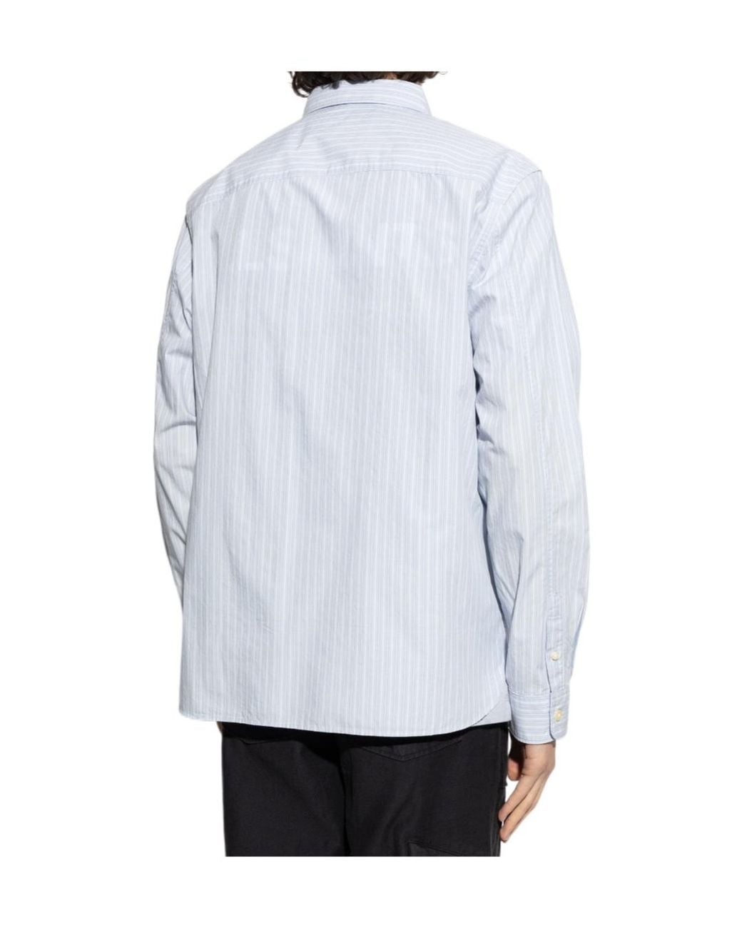AllSaints White Pinstriped Long-Sleeved Shirt for men