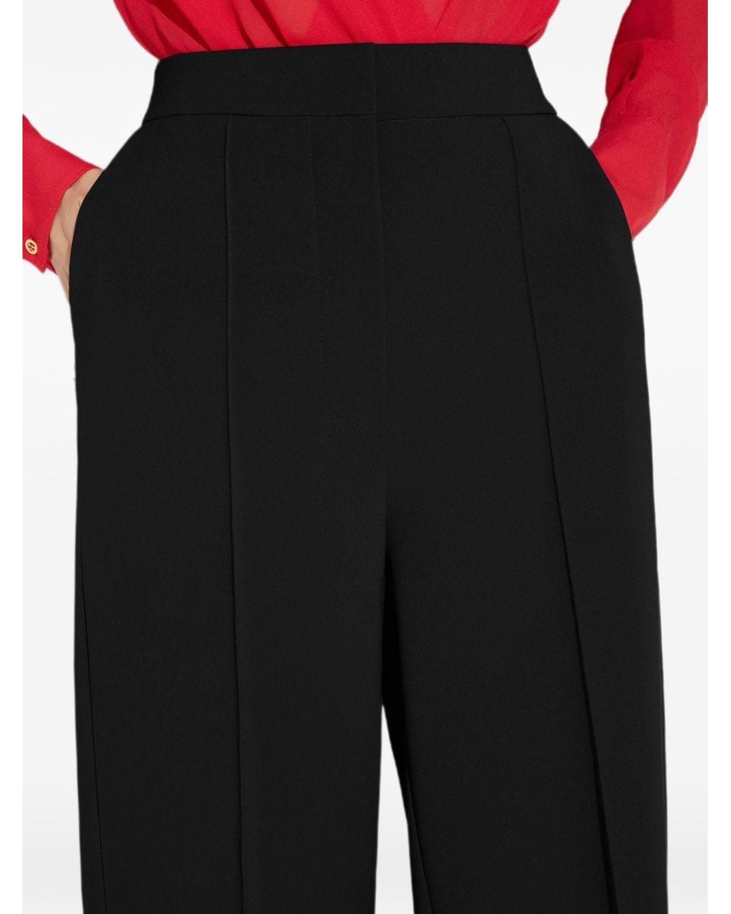 Elisabetta Franchi Black Lightweight Crêpe Fabric Trousers