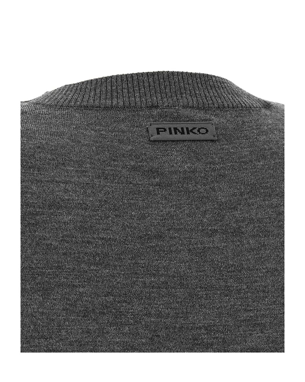 Pinko Gray Long Sleeve Ribbed-Cuff Jumper